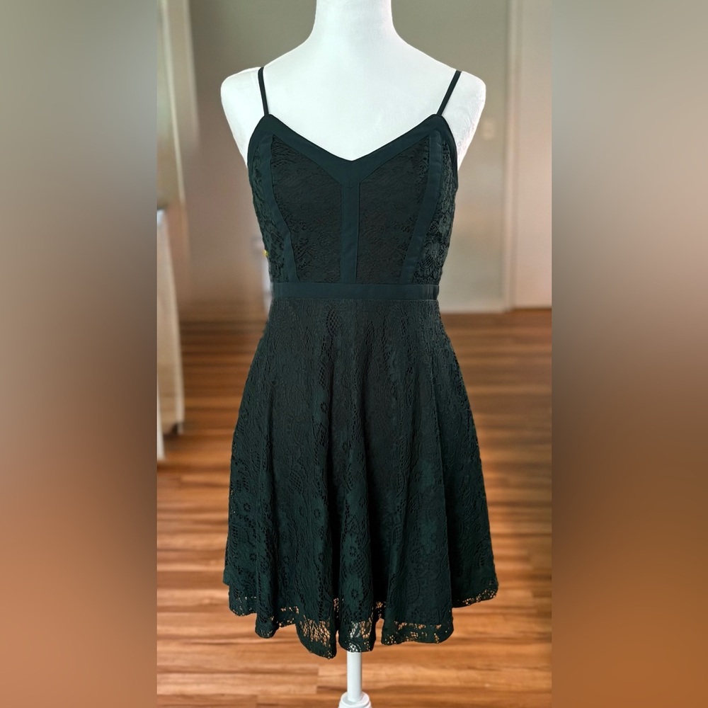 NWT, Xtraordinary, Green, Fit and Flare Lace Mini Dress, Juniors Size M - Picture 2 of 13